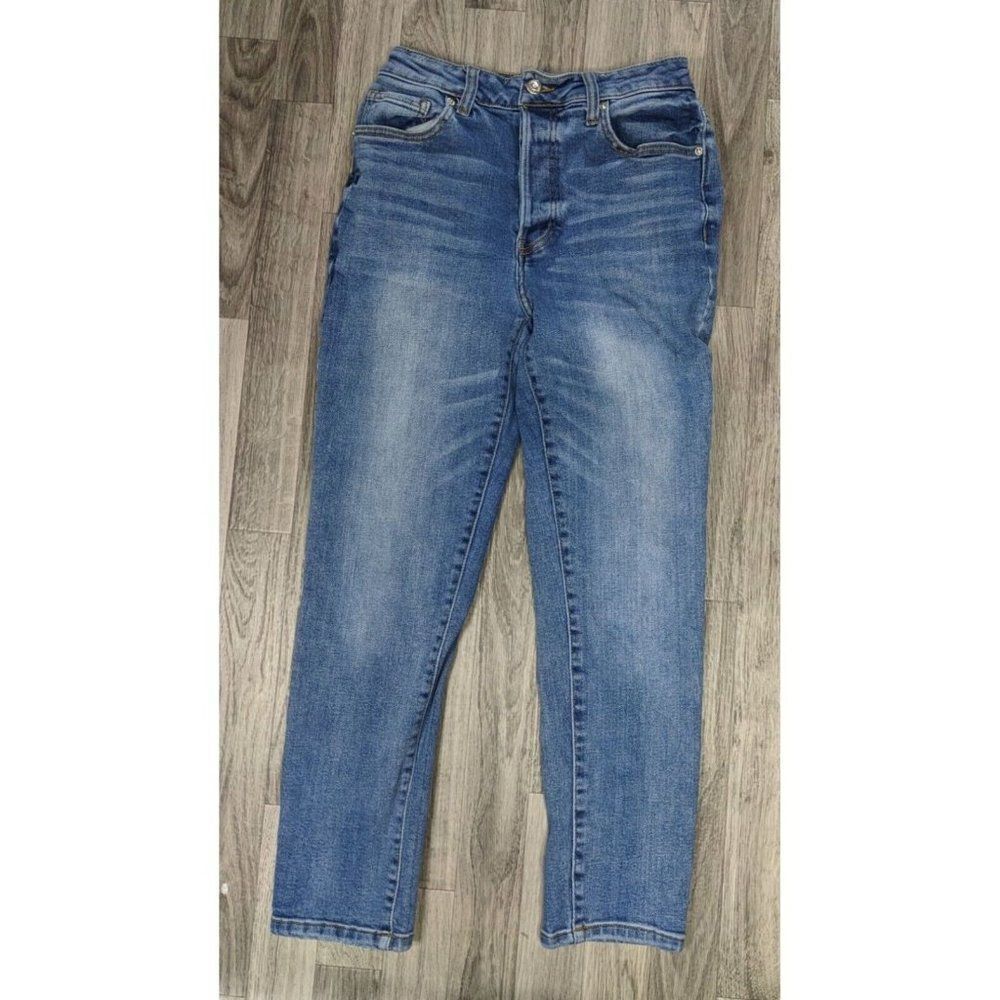 Forever‎ 21 Womens Size 28 Skinny Button Fly Whiskered Denim Blue Jeans